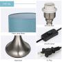 HAITRAL Modern Table Lamps - Bedside Desk Lamps, Unique Nightstand Lamps with Fabric Lamp Shade and Metal Base for Bedroom, Living Room, Office, College Dorm, Den - Light Blue (HT-BTL07-2BU)