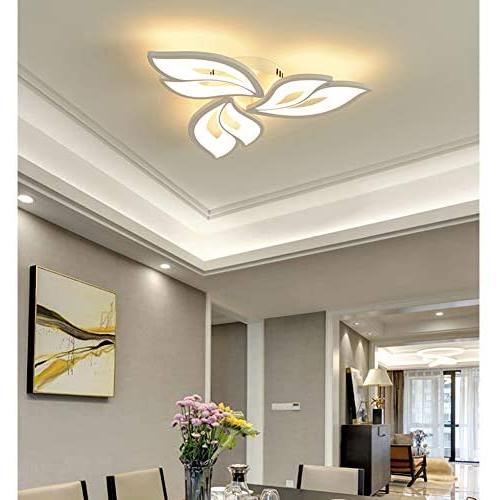 Modern Ceiling Lamps Bedroom LED Flush Mount Ceiling Light Dimmable with Remote Control Kitchen Island Decor Light Fixture Chandelier Flower Design for Living Room Dining Room Bathroom Hanging Lamp