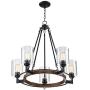 Garamond Bronze Wood Wagon Wheel Chandelier 26 3/4'' Wide Rustic Farmhouse Clear Glass 5-Light Fixture for Dining Room House Foyer Kitchen Island Entryway Bedroom Living Room - Franklin Iron Works