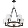 Garamond Bronze Wood Wagon Wheel Chandelier 26 3/4'' Wide Rustic Farmhouse Clear Glass 5-Light Fixture for Dining Room House Foyer Kitchen Island Entryway Bedroom Living Room - Franklin Iron Works