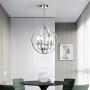 Maxax Orb Chandeliers 4 Lights Pendant Lighting Globe Chandeliers for Foyer Lighting Adjustable Pendant Light Fixtures Chrome Finish Chandelier for Dining & Living Room, Bedroom, Foyer and Kitchen