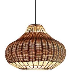 Vintage Chandelier, Natural Bamboo Pendant Lamp, Rattan Handwoven E27 Ceiling Light Fixture for Bedroom Dining Room Kitchen Hanging [Energy Class A+],40cm