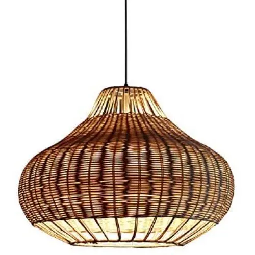 Vintage Chandelier, Natural Bamboo Pendant Lamp, Rattan Handwoven E27 Ceiling Light Fixture for Bedroom Dining Room Kitchen Hanging [Energy Class A+],50cm