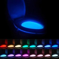 2 Pack Toilet Night Lights,16-Color Motion Activated Detection Bowl Light, Unique & Funny Birthday Gifts for Dad Kids Men, Cool Fun Bathroom Accessary, Best Gag Gadgets for Christmas Stocking Stuffers