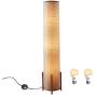 Floor Lamp, Amumo 52'' Gothic LED Modern Gray Floor Lamp for Living Room Decorative Elegant Design Tall Contemporary Column Soft Light Floor Lamp for Bedroom Office with Fabric Shade & 2 Light Warm 9W