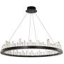TFCFL Modern LED Crystal Chandelier, 1-Ring Contemporary Pendant Light Warm White Light Adjustable Chain Ceiling Hanging Lights Fixtures for Bedroom Dining Room Living Room (Black)