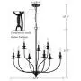 Modern Dining Room Chandeliers Metal Farmhouse Candle Style Black Chandelier, 32-in