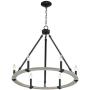 Caroline Black Painted Wood Wagon Wheel Chandelier 28'' Wide Rustic Farmhouse 6-Light Fixture for Dining Room House Foyer Kitchen Island Entryway Bedroom - Franklin Iron Works