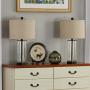 Maxax Table Lamps Set of 2 Glass Nightstand Lamp with Oatmeal Fabric Shade for Living Room Bedroom,Black Finish