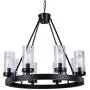 Wellmet Matte Black Wagon Wheel Chandeliers Bubble Glass Shade, Farmhouse 30” 8-Light Iron Chandelier, Industrial Rustic Hanging Ceiling Light Dining Room Kitchen Bedroom Living Room Foyer Hallway