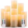 Enpornk Flameless Candles Battery Operated Candles 4'' 5'' 6'' 7'' 8'' 9'' Set of 9 Ivory Real Wax Pillar LED Candles with 10-Key Remote and Cycling 24 Hours Timer