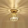 YLONG-ZS Semi Flush Mount Ceiling Light, Industrial Farmhouse Light Fixture with Golden Metal Cage, Lamp Fixtures for Kitchen Bedroom Hallway Stairway Garage Living Room Dining Room