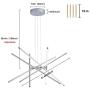 WELAKI Modern Pendant Light, 6 LED Lights, 3000K Warm Light Dimmable, Linear Chandelier Light Fixture for Living Room, Kitchen, Dining Room (72W)