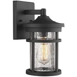 Emliviar Outdoor Light Wall Mount, Crackle Glass in Black Finish, 2085B2 BK