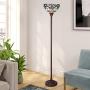 Capulina Tiffany Style Torchiere Floor Lamp, Tiffany Style Floor Light, Victorian Tiffany Pole Lamp, Stained Glass Floor Lamps, Leaded Glass Floor Lamp for Living Room (Tall: 70 x W14 inches)