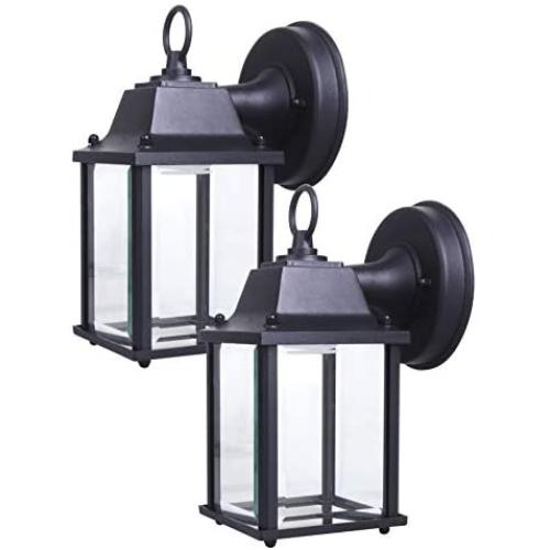 LIT-PaTH Outdoor LED Wall Lantern, Wall Sconce as Porch Lighting Fixture, 5000K Daylight White, 9.5W (75W Equivalent), 800 Lumen, Aluminum Housing Plus Glass, Outdoor Rated, 2-Pack LIT-PaTH Outdoor LED Wall Lantern, Wall Sconce as Porch Lighting Fixture, 5000K Daylight White, 9.5W (75W Equivalent), 800 Lumen, Aluminum Housing Plus Glass, Outdoor Rated, 2-Pack