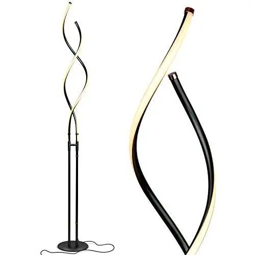 Brightech Embrace - Modern LED Spiral, 2 in 1 Lamp for Living Rooms - Contemporary Bright Lighting, Standing 40'' Tall End Table Lamp Adjustable to 66'' Floor Lamp - Dimmer Built in - Black
