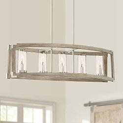 Kerr Wood Brushed Nickel Linear Pendant Chandelier 32 3/4'' Wide Modern Farmhouse 5-Light Fixture for Kitchen Island Dining Room - Possini Euro Design