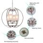 Farmhouse Chandelier Light Fixture 4-Light Ceiling Flush Mount, Brushed Nickel Finish，Matte Glass Shades ,for Dining & Living Room, Kitchen Island and Entryway Contemporary Sphere Bedroom Chandeliers