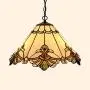 LITFAD Tiffany LED Pendant Lighting Stained Glass Cone Pendant Light 2 Lights Antique LED Ceiling Lamp Art Decoration Ceiling Hanging Light for Dining Room Restaurant Study Room - Beige, 12.6'' (32 cm)