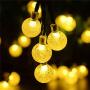 Lwind Globe Solar String Lights, 22.96ft 50 LED Outdoor Bulb String Lights, Waterproof 8 Modes Solar Patio Lights for Patio, Garden, Gazebo, Yard, Outdoors (Globe, Warm White)