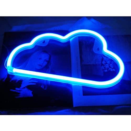 Cloud Neon Light, Cute Neon Cloud Sign, Battery or USB Powered Night Light as Wall Decor for Kids Room, Bedroom, Festival, Party (Blue)