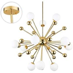 BOKT Modern Chandelier Mid-Century 12 Lights Gold Sputnik Pendant Lighting Industrial Ceiling Light Fixture for Kitchen Dining Room Living Room (12-Lights)