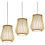 ANYE 15ft White Plug-in UL On/Off Dimmer Switch Cord Retro Art Deco Style E26 Lamp Holder Rattan Bamboo Lampshade Pendant Light for Dining Room Cafe Restaurant Bulbs Not Included