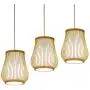ANYE 15ft White Plug-in UL On/Off Dimmer Switch Cord Retro Art Deco Style E26 Lamp Holder Rattan Bamboo Lampshade Pendant Light for Dining Room Cafe Restaurant Bulbs Not Included
