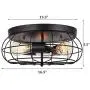 LOKHOM Industrial Semi Flush Mount Ceiling Light, Oil Rubbed Finish, 3-Light Rustic Metal Cage Kitchen Ceiling Light Fixture for Farmhouse Living Room Dining Room Bedroom Hallway, E26, Black