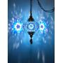 (8 Colors) DEMMEX Turkish Moroccan Mosaic Swag Plug in Pendant Ceiling Hanging Light with 15feet Cord Decorated Chain & North American Plug (Blue - 6'' Diameter)