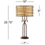 Marlowe Modern Table Lamp Metal Woven Bronze Burlap Drum Shade for Living Room Family Bedroom Bedside Nightstand - Franklin Iron Works