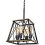 Trongee Farmhouse Pendant Lighting Fixture, Metal Frame Geometric Hanging Light for Kitchen Island, Dining Room, Bedroom, Living Room, Dining Room, , Loft, Restaurant, 4 Lights