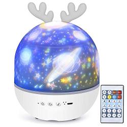 Night Light Star Projector for Kids with 360 Degree Rotating, Color Changing Nursery Lamp with Remote Control, Best Gift for Baby Girls Boys Birthday Bedroom Party Decoration