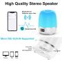 Star Projector Night Light Bluetooth Speaker 360 Degree Rotation Multicolor Changing Music Nursery Light Bedside Table Lamp with 6 Optional Films for Kids, Adults, Alarm Clock/TF Card/AUX Support