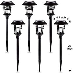 Solar Pathway Lights LeiDrail Landscape Lighting Outdoor Garden Path Light Glass Metal Waterproof Super Tall Warm White LED for Yard Patio Lawn - 6 Pack