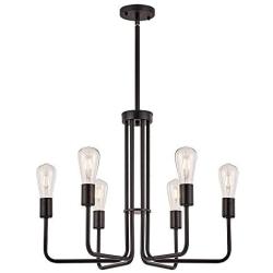 LUMAIXUN Chandelier Lighting 6 Light Sputnik Chandeliers Black Celing Hanging Light Fixure Famhouse Pendant Light for Dining Room