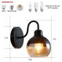 ZHU YAN Retro Wall Sconce with Black Glass Lampshade, Industrial Minimallst 1-Light Wall Light for Bedroom Living Room Entryway,Black (2 Pack)