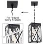 MELUCEE Indoor Outdoor Pendant Light Black Finish, 1-Light Exterior Hanging Light Fixtures Ceiling Lantern with Clear Glass for Porch Hallway Entryway