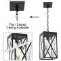 MELUCEE Indoor Outdoor Pendant Light Black Finish, 1-Light Exterior Hanging Light Fixtures Ceiling Lantern with Clear Glass for Porch Hallway Entryway