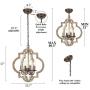 Lampundit Orb 4 Lights Farmhouse Chandelier, Wood Geometric Pendant Light for Kitchen Island Dining Living Room Entryway Foyer