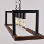 ANTILISHA Modern Farmhouse Chandelier Lighting Rectangular Geometric Lantern Light Fixture Pendant Chandelier for Dining Rooms Kitchen Island Wooden Metal Dark Black L39.4''