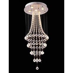 Saint Mossi Chandelier Modern K9 Crystal Raindrop Chandelier Lighting Flush Mount LED Ceiling Light Fixture Pendant Lamp for Dining Room Bathroom Bedroom Livingroom 5 GU10 Bulbs Required H43'' X D18''