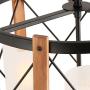 Giluta Wood Chandelier Round Wood Metal Frame 3 Lights Kitchen Island Pendant Lighting Fixture Farmhouse Hanging Ceiling Lights for Dining Room Bedroom Hallway with Frosted Glass Shade