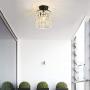 Semi Flush Mount Crystal Chandelier，Modern Black Ceiling Light Fixture，Ceiling Lamp for Farmhouse Hallway Entryway Kitchen Dining Room Closet