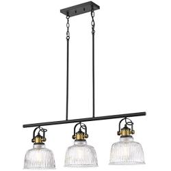 Autelo Modern 3-Light Kitchen Pendant Light Farmhouse Glass Chandelier - Antique Brass for Dining Room Kitchen Island H3700-3 CL