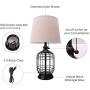 CO-Z Modern Black Birdcage Base Table Lamp, Industrial Anti-Rust Metal Base, Mid Century Oatmeal Linen Shade, Retro, 18 Inches Height for Entryway Table, Living Room Bedroom Bedside