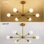 Modern Sputnik Chandelier 6 Lights Semi Flush Mount Ceiling Pendant Lighting Mid Century Industrial Gold Brushed Brass Light Fixture for Kitchen Living Room Dining Room Restaurant Modern Sputnik Chandelier 6 Lights Semi Flush Mount Ceiling Pendant Lighting Mid Century Industrial Gold Brushed Brass Light Fixture for Kitchen Living Room Dining Room Restaurant