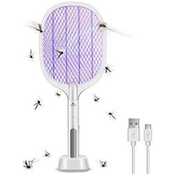 Bug Zapper, Mosquito Killer Mosquitoes Lamp & Racket 2 in 1, USB Rechargeable, 6 LED Light beads, Insect Trap Electric for Home and Outdoor Insect and Flying Bugs Trap Fruit Fly Gnat Mosquito Killer