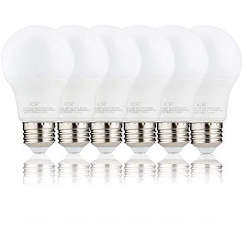 (Pack of 6) KOR 9W LED A19 Light Bulb – (60W Equivalent), UL Listed, 3000K (Soft White), 800 Lumens, Non-Dimmable, LED 9 Watt Standard Replacement Bulbs, with E26 Base, 15000 Hours, Long Life